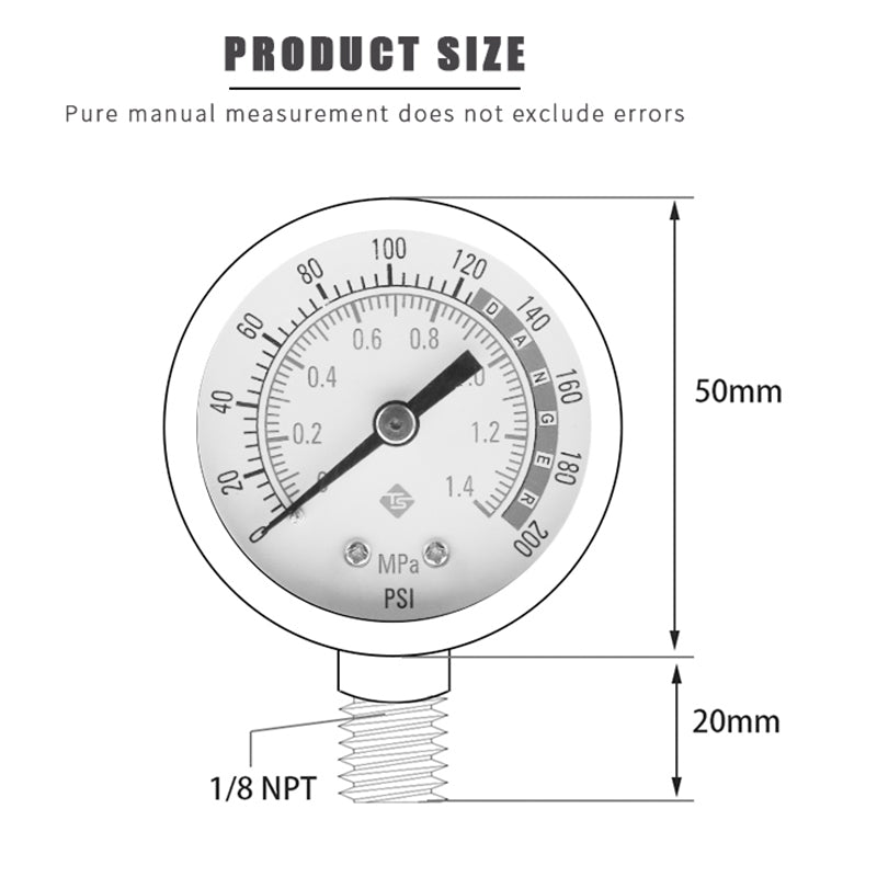 TS-Y50-1.4mpa-Y Large 50mm Dial Dual Scale Design Oil Water Pressure Gauge Stainless Steel Gas Pressure Gauge TS-Y50-1.4mpa-Y Large 50mm Dial Dual Scale Design Oil Water Pressure Gauge Stainless Steel Gas Pressure Gauge
